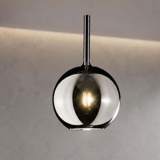 Lampada a sospensione per isola cucina sfera pendente cromo