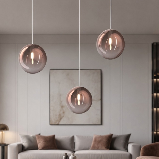 Toplight lampadario per soggiorno sfere vetro rame