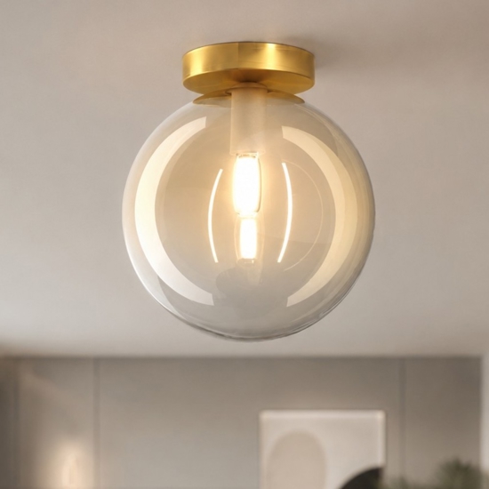 Plafoniera moderna toplight eclipse sfera vetro ambra