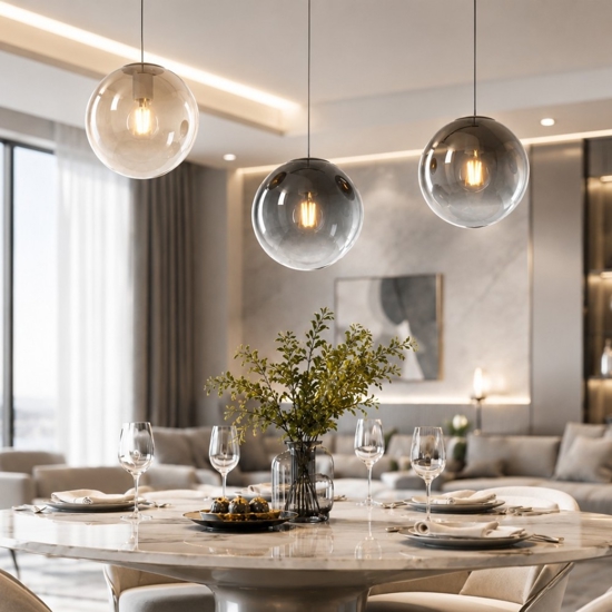 Lampadario toplight per isola cucina sfere vetro multicolor