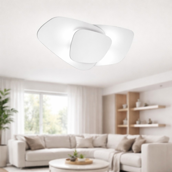 Plafoniera design moderna vetri bianchi top light strategy