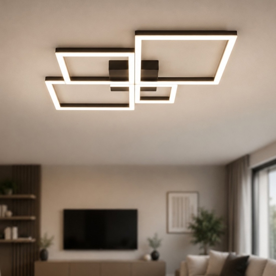 Plafoniera led 71w 3000k 4000k nera toplight four squares