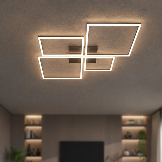 Plafoniera led toplight four squares nera 119w 3000k 4000k