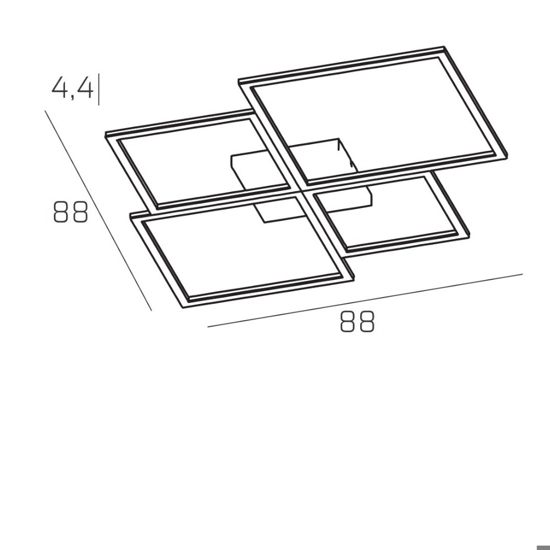Plafoniera led toplight four squares nera 119w 3000k 4000k
