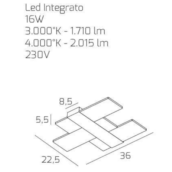 Applique led 16w moderna toplight flight oro