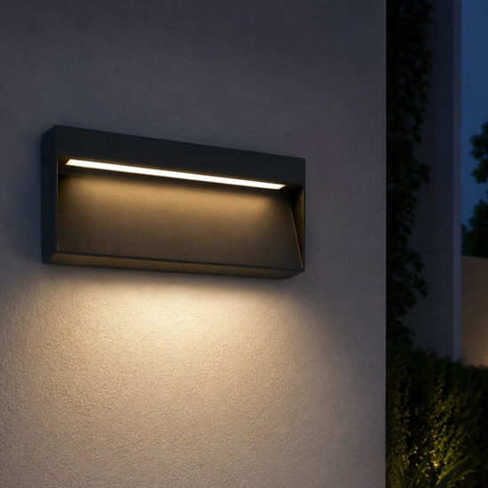 Applique da esterno rettangolare nera led cct ip65