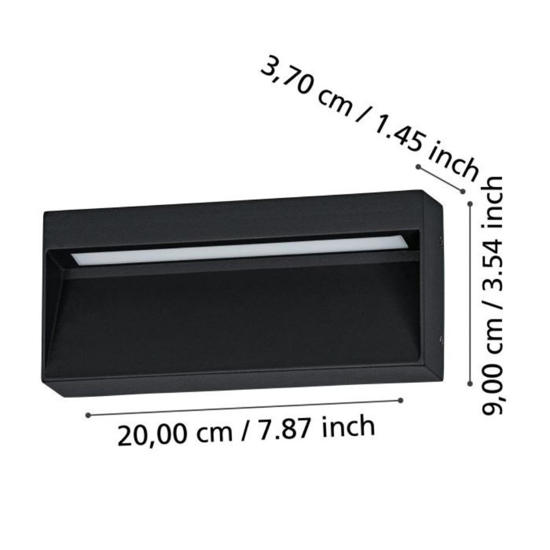 Applique da esterno rettangolare nera led cct ip65