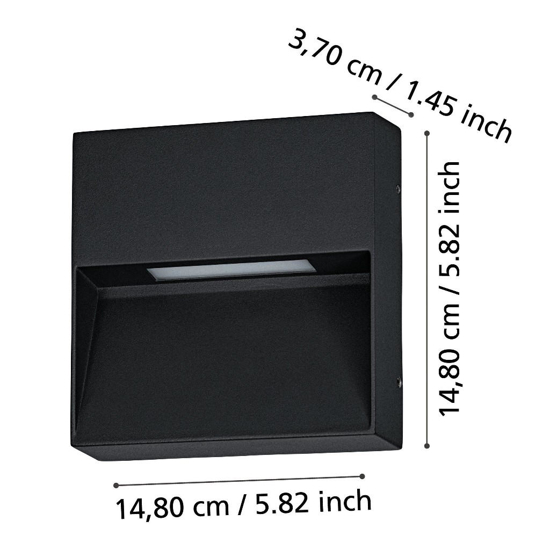 Segnapasso led cct 3000k 4000k 5000k 6500k da esterno quadrato ip65 nero eglo maruggio