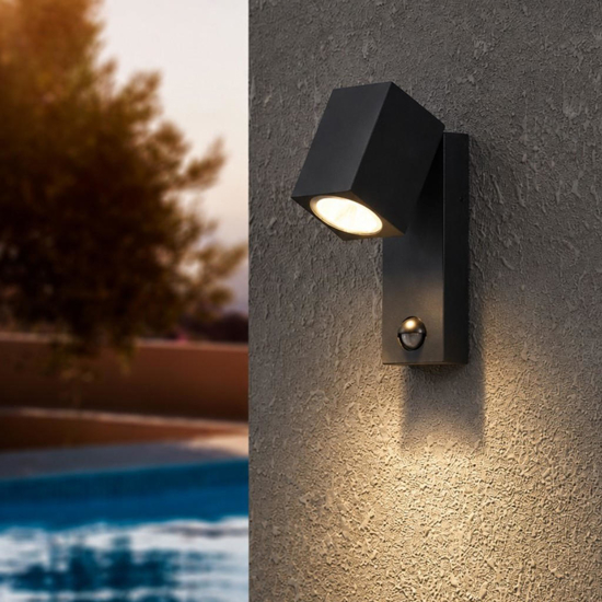 Applique da esterno orientabile ip44 led 3000k sensore di movimento antracite