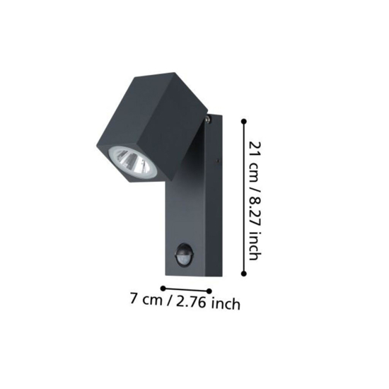 Applique da esterno orientabile ip44 led 3000k sensore di movimento antracite
