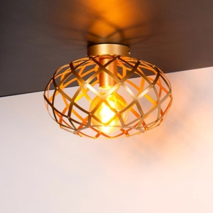 Plafoniera da soffitto cesto intreccio metallo oro