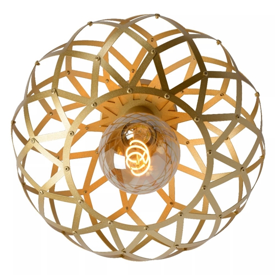Plafoniera da soffitto cesto intreccio metallo oro