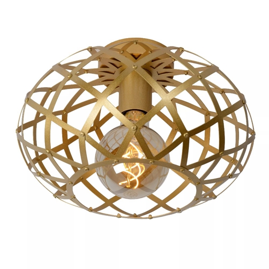 Plafoniera da soffitto cesto intreccio metallo oro