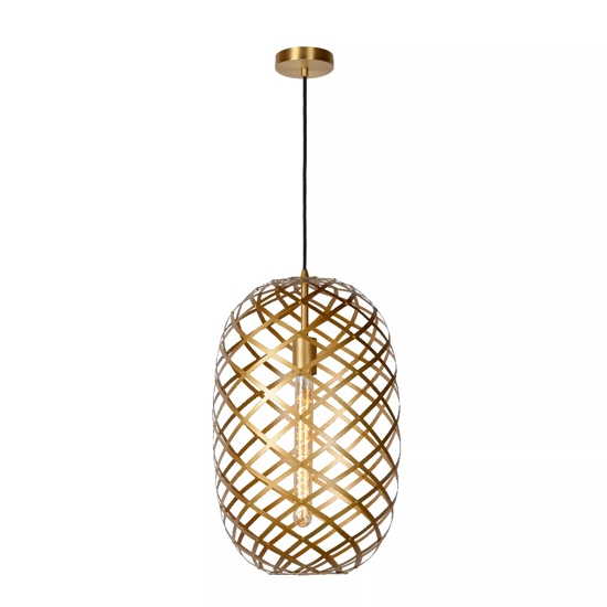 Lampadario intreccio metallo oro 