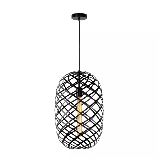 Lampadario intreccio di metallo nero a sospensione