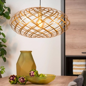 Lampadario intreccio oro in metallo per sala da pranzo
