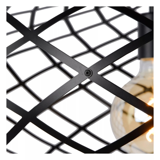 Lampadario tondo intreccio metallo nero per soggiorno