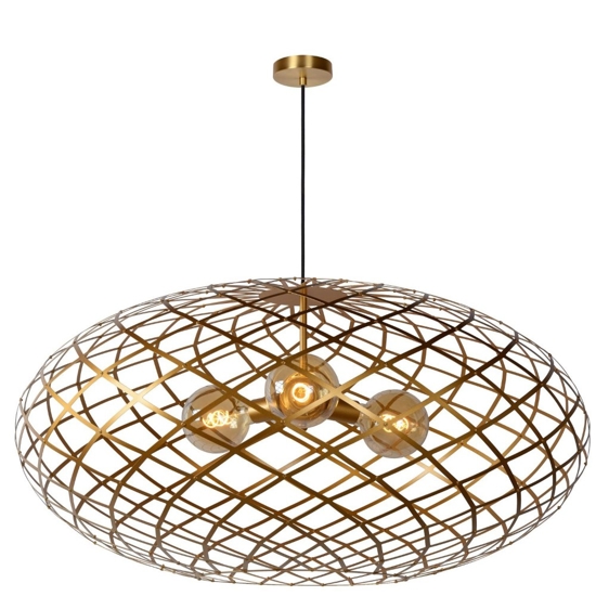 Grande lampadario per salone intreccio gabbia metallo oro 100 cm