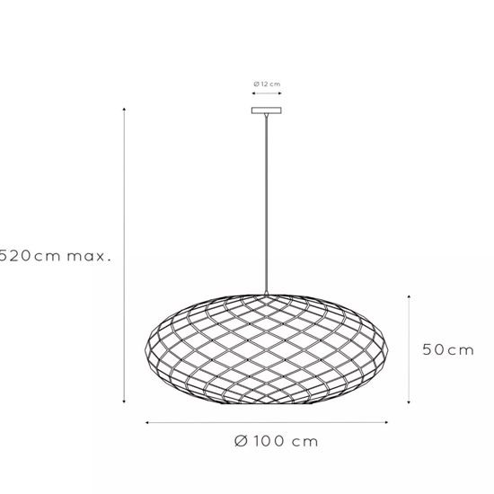 Grande lampadario per salone intreccio gabbia metallo oro 100 cm