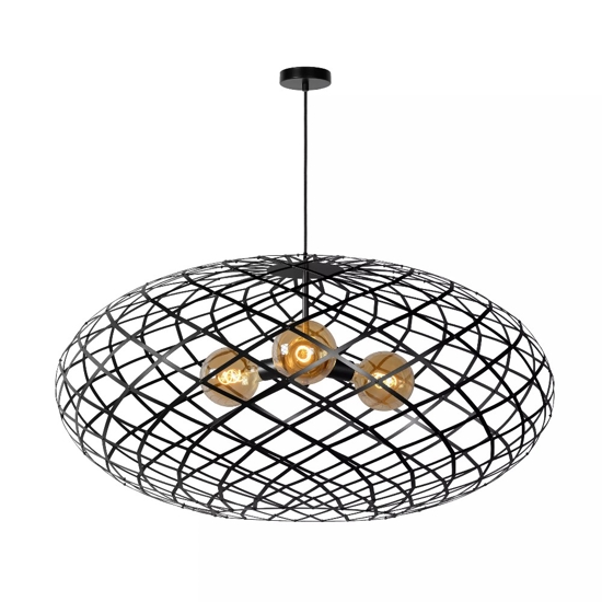 Grande lampadario 100cm canestro di metallo nero per soggiorno