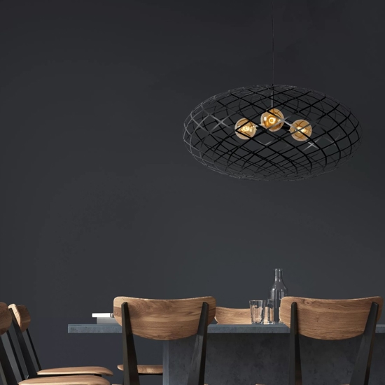 Grande lampadario 100cm canestro di metallo nero per soggiorno