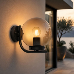 Applique da esterno sfera vetro nero ip44