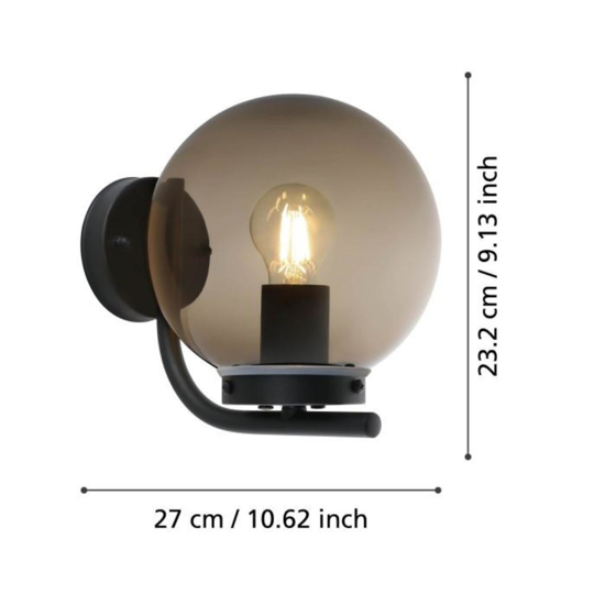 Applique da esterno sfera vetro nero ip44