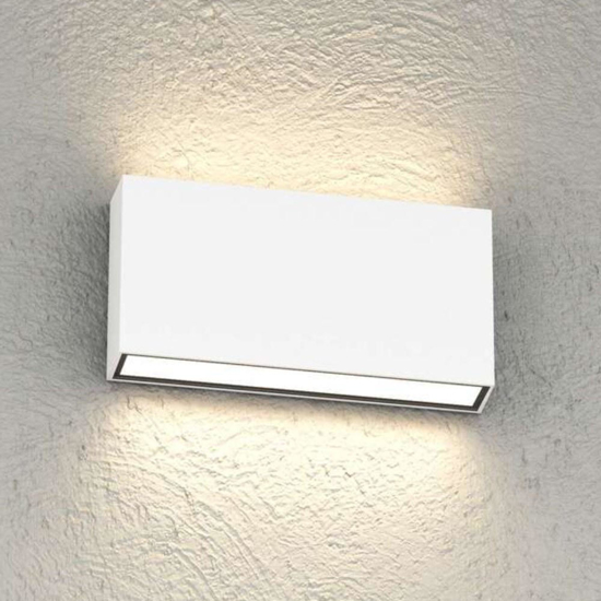 Top light madrid applique rettangolare per esterno bianca led 10w cct ip65