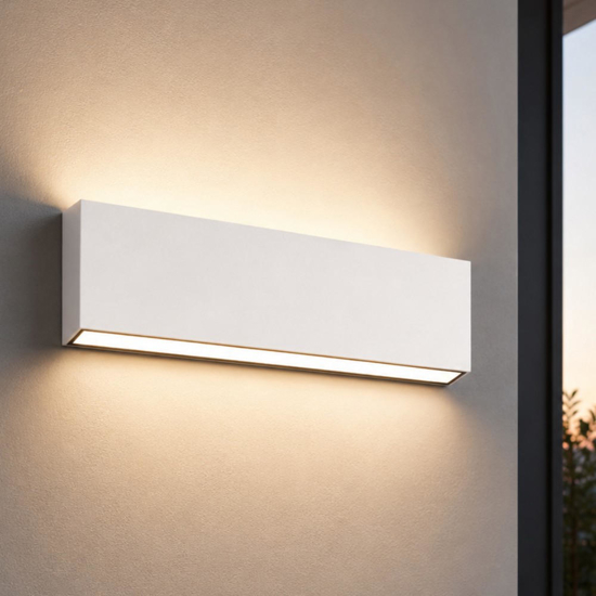 Top light madrida applique rettangolare per esterni bianca led 20w cct ip65