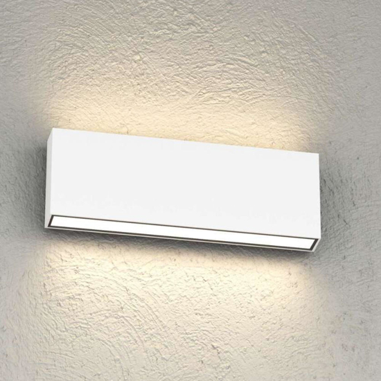 Top light madrida applique rettangolare per esterni bianca led 20w cct ip65
