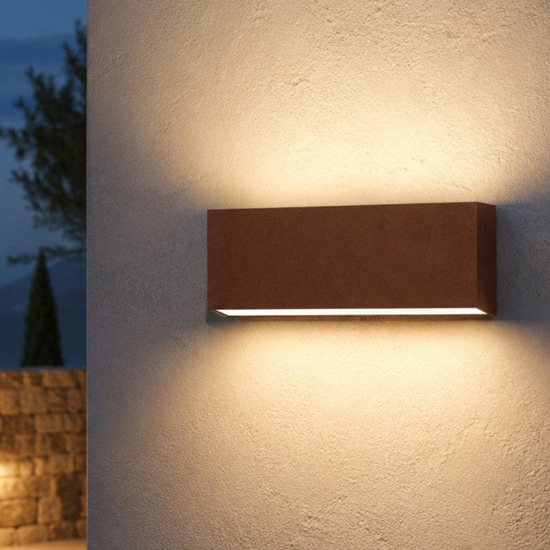 Top light madrid applique da esterno moderna corten led 20w cct biemissione