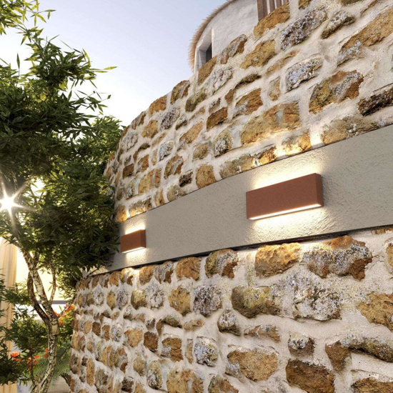 Top light madrid applique da esterno moderna corten led 20w cct biemissione