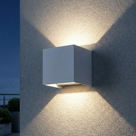 Top light perth applique cubo da esterno bianco led 10w cct 3000k 4000k ip65