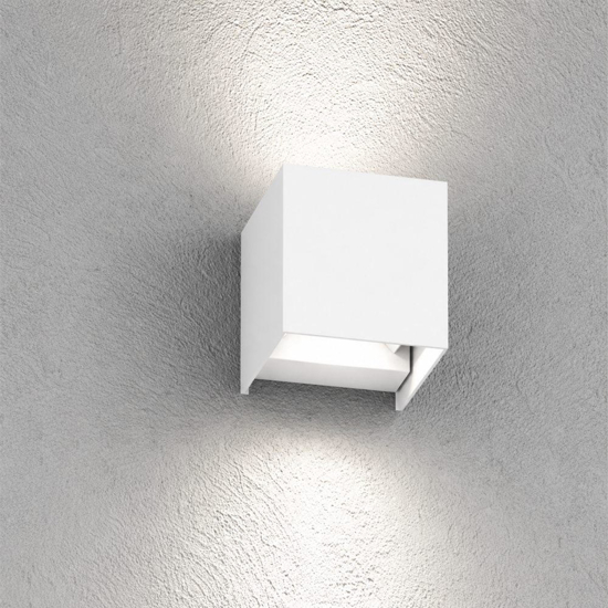 Top light perth applique cubo da esterno bianco led 10w cct ip65