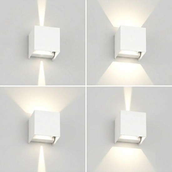 Top light perth applique cubo da esterno bianco led 10w cct 3000k 4000k ip65