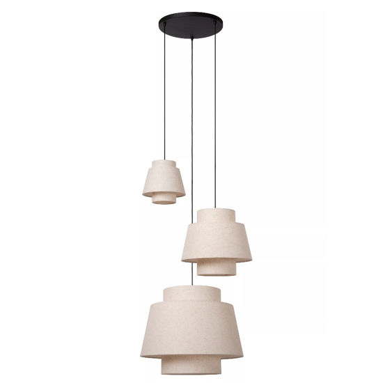 Lampadario con sospensioni di tessuto a grappolo beige