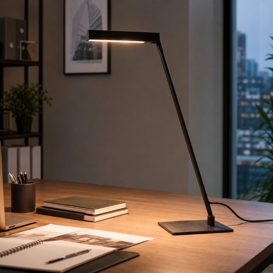 Lampada da scrivania nera design moderna sottile led 3w 2700k