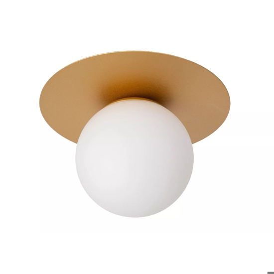 Plafoniera da soffitto oro sfera di vetro bianca