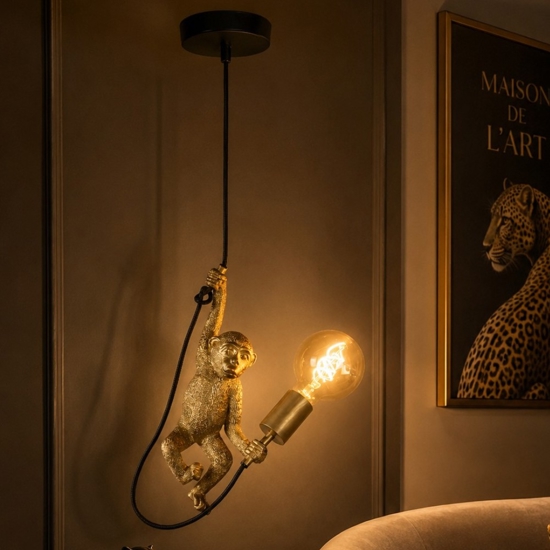 Lampada a sospensione scimmia oro pendente scimpenze
