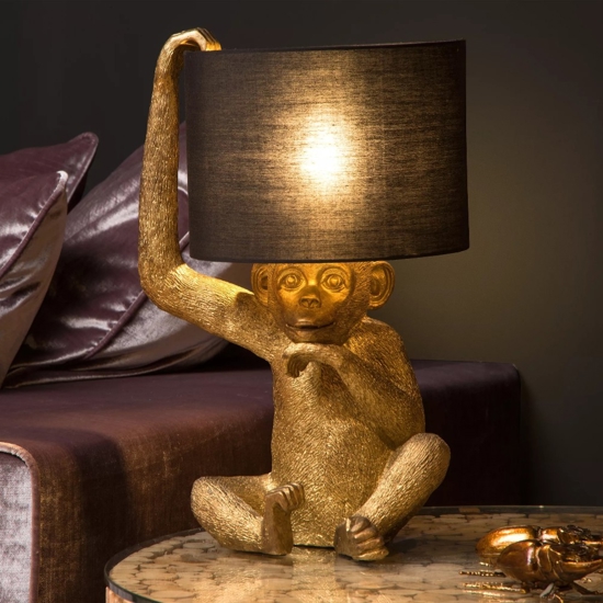 Lampada da tavolo scimpanze oro 