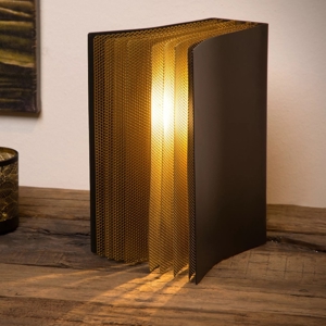 Lampada da tavolo libro di metallo nero oro