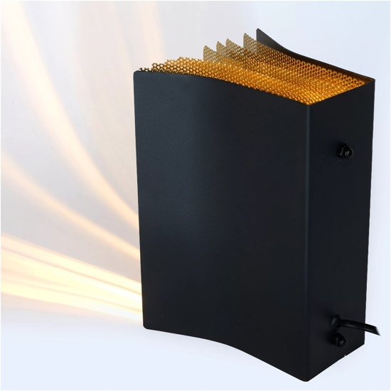 Lampada da tavolo libro di metallo nero oro