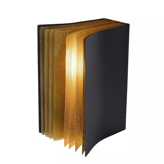 Lampada da tavolo libro di metallo nero oro