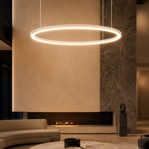 Lampadario cerchio bianco 60cm led sottile