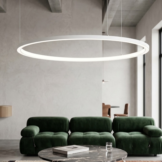 Lampadario cerchio bianco 60cm led sottile