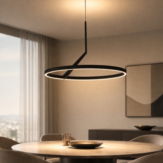 Lampadario moderno nero led 44w 3000k 4000k vivida meridiana