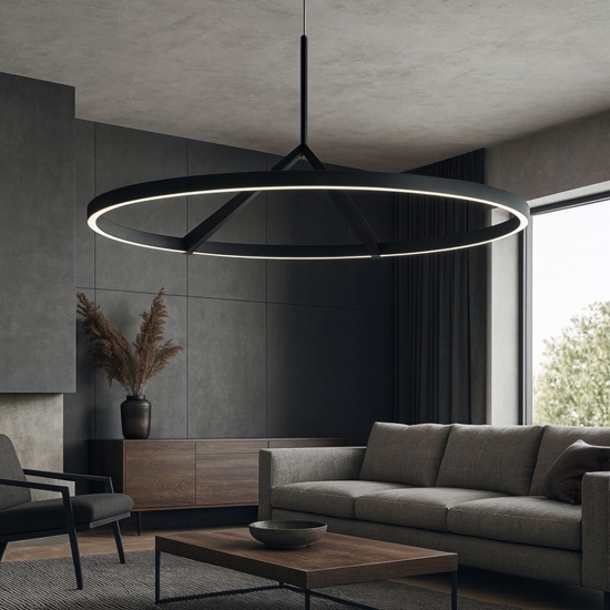Lampadario nero moderno led 51w 3000k 4000k vivida meridiana