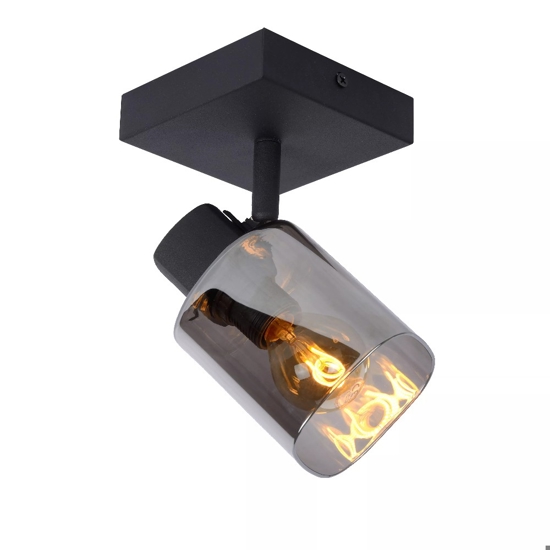 Faretto da soffitto nero con vetro fume