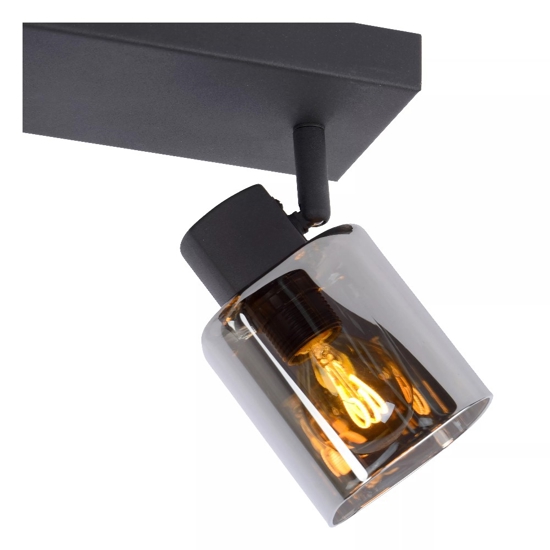 Plafoniera da soffitto nera con 2 faretti orientabili vetri fume