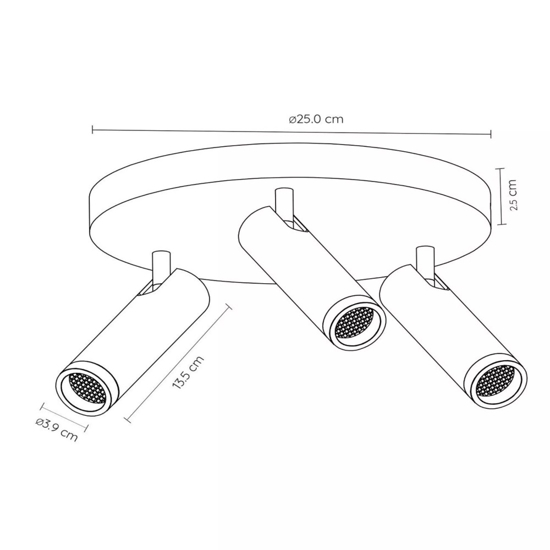 Plafoniera da soffitto tortora con 3 faretti orientabile
